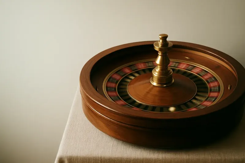 Close-up of live roulette wheel spinning in elegant casino lighting